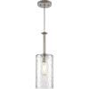 Westinghouse 6125200 Hernando Transitional One Light Indoor Mini Pendant, Industrial Steel Finish, Clear Hammered Glass