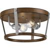 Westinghouse 6126200 Elway Vintage-Style 14 Inch, Two Light Flush Mount Ceiling Fixture, Barnwood Finish with Galvanized Steel Accents