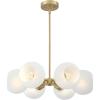 Westinghouse 6128100 Dorney Transitional Six Light Indoor Chandelier, Champagne Brass Finish, Frosted Glass(Bulbs Not Included)