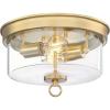 Westinghouse 6128600 Lebanon Transitional 12 Inch, Two Light Flush Mount Ceiling Fixture, Champagne Brass Finish, Clear Glass