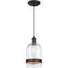 Westinghouse 6129800 Tarrant Craftsman-Style One Light Indoor Mini Pendant, Black-Bronze Finish, Clear Seeded Glass with Barnwood Band