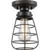 Westinghouse 6130700 Bandera Vintage-Style 5 Inch, One Light Semi-Flush Mount Ceiling Fixture, Matte Black Finish, Cage Shade