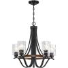 Westinghouse 6133100 Barnwell Vintage-Style Five Light LED Indoor Chandelier, Textured Iron and Barnwood Finish, Clear Hammered Glass