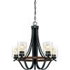 Westinghouse 6331900 Barnwell Five-Light Indoor Chandelier, Textured Iron and Barnwood Finish with Clear Hammered Glass