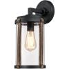 Westinghouse 6358800 Armin One-Light, Textured Black Finish with Barnwood Accents and Clear Seeded Glass OUTDOOR WALL Fixture,(Black – Seeded Glass)