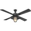 Westinghouse 7307100 Porto, Craftsman-Style LED Ceiling Fan with Light, 52 Inch, Black-Bronze Finish, Amber Frosted Glass(Distressed Aluminum)