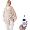 Westinghouse Electric Snuggle Throw Blankets with Foot Pocket, Wearable Heated Blanket with Sleeves, 6 Heating Levels & 2 to 10 Hours Heating Time Settings, 50 * 70″+18″, Grey(Beige)