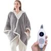 Westinghouse Electric Snuggle Throw Blankets with Foot Pocket, Wearable Heated Blanket with Sleeves, 6 Heating Levels & 2 to 10 Hours Heating Time Settings, 50 * 70″+18″, Grey(Light Grey)