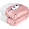 Westinghouse Heated Throw Blanket, Soft Flannel to Sherpa Electric Throw with 6 Heating Levels, 2-10 Hours Time Settings, Fast Heating, Machine Washable 50×60 Inch, Light Grey(Pink)
