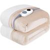 Westinghouse Heated Throw Blanket, Soft Flannel to Sherpa Electric Throw with 6 Heating Levels, 2-10 Hours Time Settings, Fast Heating, Machine Washable 50×60 Inch, Light Grey(Beige)