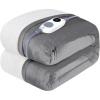 Westinghouse Heated Throw Blanket, Soft Flannel to Sherpa Electric Throw with 6 Heating Levels, 2-10 Hours Time Settings, Fast Heating, Machine Washable 50×60 Inch, Light Grey(Light Grey)