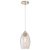 Westinghouse Lighting 6105700 Carsley Contemporary One-Light Indoor Mini Pendant, Brushed Nickel Finish with Clear Crackle Glass