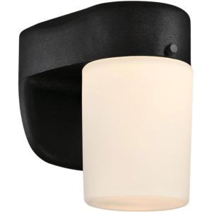 6106700 One-Light Dimmable LED Outdoor Wall Fixture with Dusk to Dawn Sensor, Black Finish with Frosted Opal Glass(Black)
