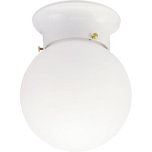 6107000 5-13/16-Inch LED Indoor Flush Mount Ceiling Fixture, White Finish with White Opal Glass Globe(White)