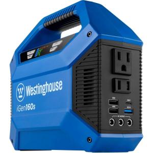 Westinghouse 155Wh 150 Peak Watt Portable Power Station & Solar Generator, Modified Sine Wave AC Outlet, Backup Lithium Battery for Camping, Home, Travel, Indoor/Outdoor Use (Solar Panel Not Included)(Generator)