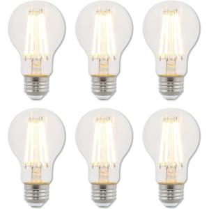 Westinghouse 5316500 6.5 Watt (60 Watt Equivalent) A19 Dimmable Clear Filament LED Light Bulb, Medium Base, Single(8w 3000k Clear)