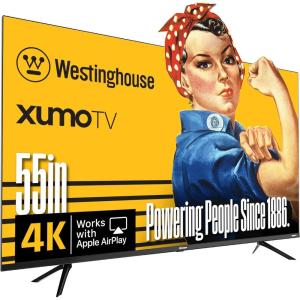 Westinghouse 55-inch Smart TV, 4K UHD Xumo TV w/ HDR10, Voice Remote, Dolby Vision, Dolby Atmos, Edgeless, Flat Screen LED Television w/Bluetooth, Apple AirPlay, Wi-Fi & Mobile Connectivity(55 Inch – UHD)