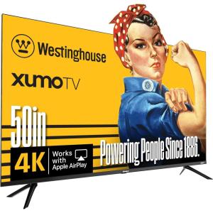 Westinghouse 55-inch Smart TV, 4K UHD Xumo TV w/ HDR10, Voice Remote, Dolby Vision, Dolby Atmos, Edgeless, Flat Screen LED Television w/Bluetooth, Apple AirPlay, Wi-Fi & Mobile Connectivity(50 Inch – UHD)