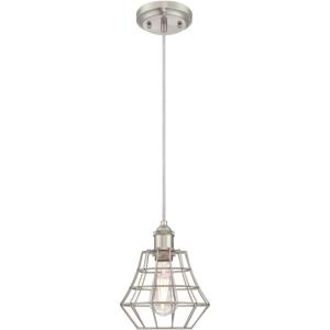 Westinghouse 6105300 Nathaniel One-Light Indoor Mini Pendant, Matte Black Finish with Angled Bell Cage Shade, Oil-Rubbed Bronze(Brushed Nickel)