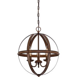 Westinghouse 6110400 Stella Mira Three-Light Pendant, Antique Ash(Barnwood)