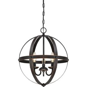Westinghouse 6110400 Stella Mira Three-Light Pendant, Antique Ash(Oil-Rubbed Bronze)