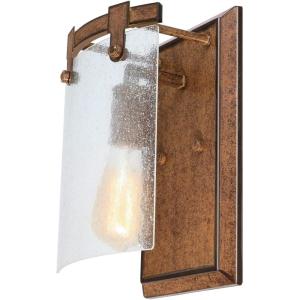 Westinghouse 6110900 Burnell Transitional One-Light Indoor Wall Light Sconce Barnwood Finish, Clear Seeded Glass