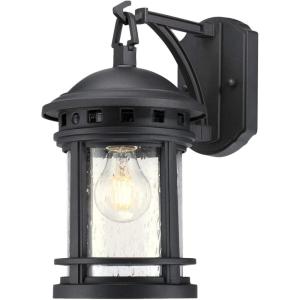 Westinghouse 6114100 Sargut Traditional One-Light Outdoor Wall Light, Textured Black Finish, Clear Seeded Glass