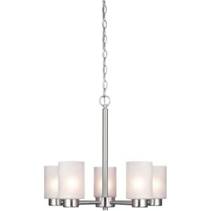 Westinghouse 6115300 Sylvestre Transitional Five-Light Indoor Chandelier, Matte Black Finish, Clear Glass(Brushed Nickel)