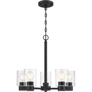 Westinghouse 6115300 Sylvestre Transitional Five-Light Indoor Chandelier, Matte Black Finish, Clear Glass(Matte Black)