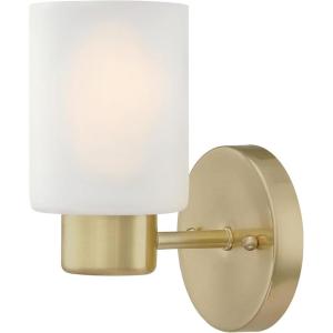 Westinghouse 6115500 Sylvestre Transitional One-Light Indoor Wall Light Fixture, Matte Black Finish, Clear Glass(Champagne Brass)