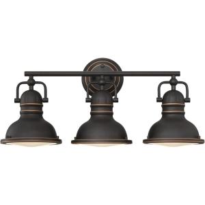 Westinghouse 6116100 Boswell Vintage-Style One-Light Indoor Wall Light Fixture, Oil Rubbed Bronze Finish with Highlights, Frosted Prismatic Acrylic Lens(3-Light)