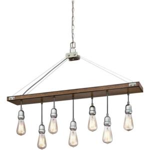 Westinghouse 6116400 Elway Vintage-Style Seven-Light Indoor Chandelier, Antique Ash Finish with Matte Brushed Gun Metal Accents(Barnwood & Galvanized Steel)