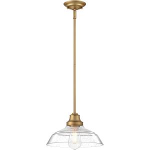 Westinghouse 6116600 Iron Hill Vintage-Style One-Light Indoor Pendant Light, Oil Rubbed Bronze Finish with Highlights, Clear Seeded Glass(Clear Seeded Glass Shade)