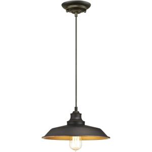 Westinghouse 6116600 Iron Hill Vintage-Style One-Light Indoor Pendant Light, Oil Rubbed Bronze Finish with Highlights, Clear Seeded Glass(Oil Rubbed Bronze / Bronze)