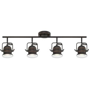 Westinghouse 6116800 Boswell Vintage-Style Four-Light Indoor Track Light Kit, Oil Rubbed Bronze Finish with Highlights,Metal Shades