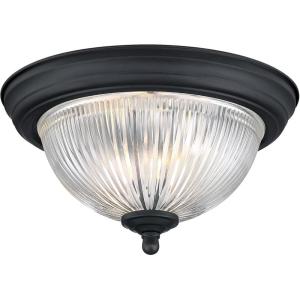 Westinghouse 6117700 Traditional One-Light, 11 Inch Indoor Flush Mount Ceiling Light Fixture, Matte Black Finish, Crystal Ribbed Glass(Crystal Ribbed Glass)