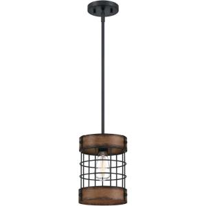 Westinghouse 6117900 Langston Vintage-Style One-Light Indoor Pendant Light, Matte Black Finish with Barnwood Accents, Cage Shade(Matte Black and Barnwood)