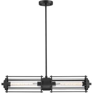 Westinghouse 6118400 Marlowe Industrial-Style Two-Light LED Indoor Pendant Light, Matte Black Finish, Clear Ribbed Glass