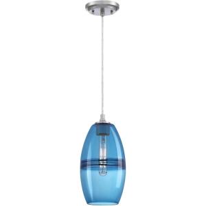 Westinghouse 6118700 Soren Contemporary One-Light Indoor Mini Pendant Light, Brushed Nickel Finish, Sapphire Glass, Blue(Blue)