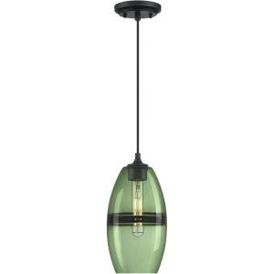Westinghouse 6118700 Soren Contemporary One-Light Indoor Mini Pendant Light, Brushed Nickel Finish, Sapphire Glass, Blue(Matte Black with Forest Glass)