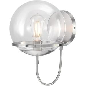 Westinghouse 6119200 Marla Contemporary One-Light Indoor Wall Light Fixture, Brushed Nickel Finish, Clear Glass