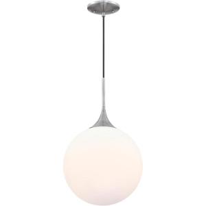 Westinghouse 6119500 Moretti Contemporary One-Light LED Indoor Pendant Light, Brushed Nickel Finish, Frosted Opal Glass