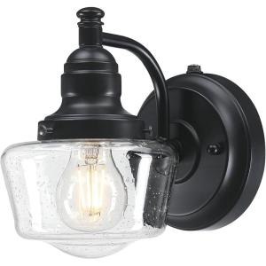 Westinghouse 6121200 Eddystone Traditional One Light Outdoor Wall Fixture with Dusk to Dawn Sensor, Matte Black Finish, Clear Seeded Glass