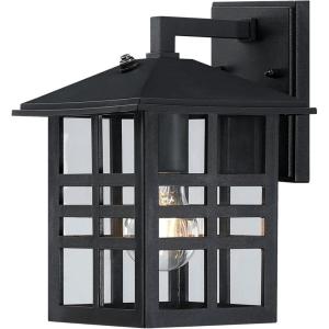 Westinghouse 6123100 Caliste Traditional One Light Outdoor Wall Fixture with Dusk to Dawn Sensor, Black Finish, Clear Glass