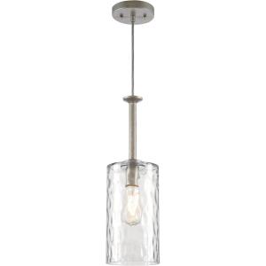Westinghouse 6125200 Hernando Transitional One Light Indoor Mini Pendant, Industrial Steel Finish, Clear Hammered Glass