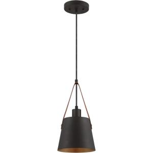 Westinghouse 6125300 Pasco Contemporary One Light Indoor Mini Pendant, Black-Bronze Finish with Leather Strap