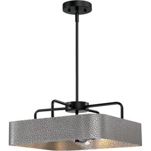 Westinghouse 6125700 Bexar Craftsman-Style Three Light Indoor Chandelier/Semi-Flush Mount Ceiling Fixture, Matte Black and Dark Pewter Finish