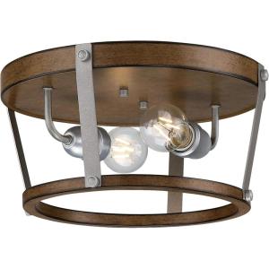 Westinghouse 6126200 Elway Vintage-Style 14 Inch, Two Light Flush Mount Ceiling Fixture, Barnwood Finish with Galvanized Steel Accents
