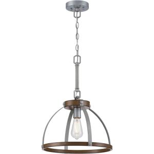 Westinghouse 6127500 Oak Lane Vintage-Style One Light Indoor Pendant/Semi-Flush Mount Ceiling Fixture, Barnwood Finish with Galvanized Steel Accents
