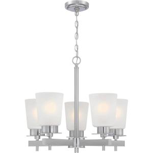Westinghouse 6128800 Reynaldo Transitional Five Light Indoor Chandelier, Brushed Nickel Finish, Frosted Glass